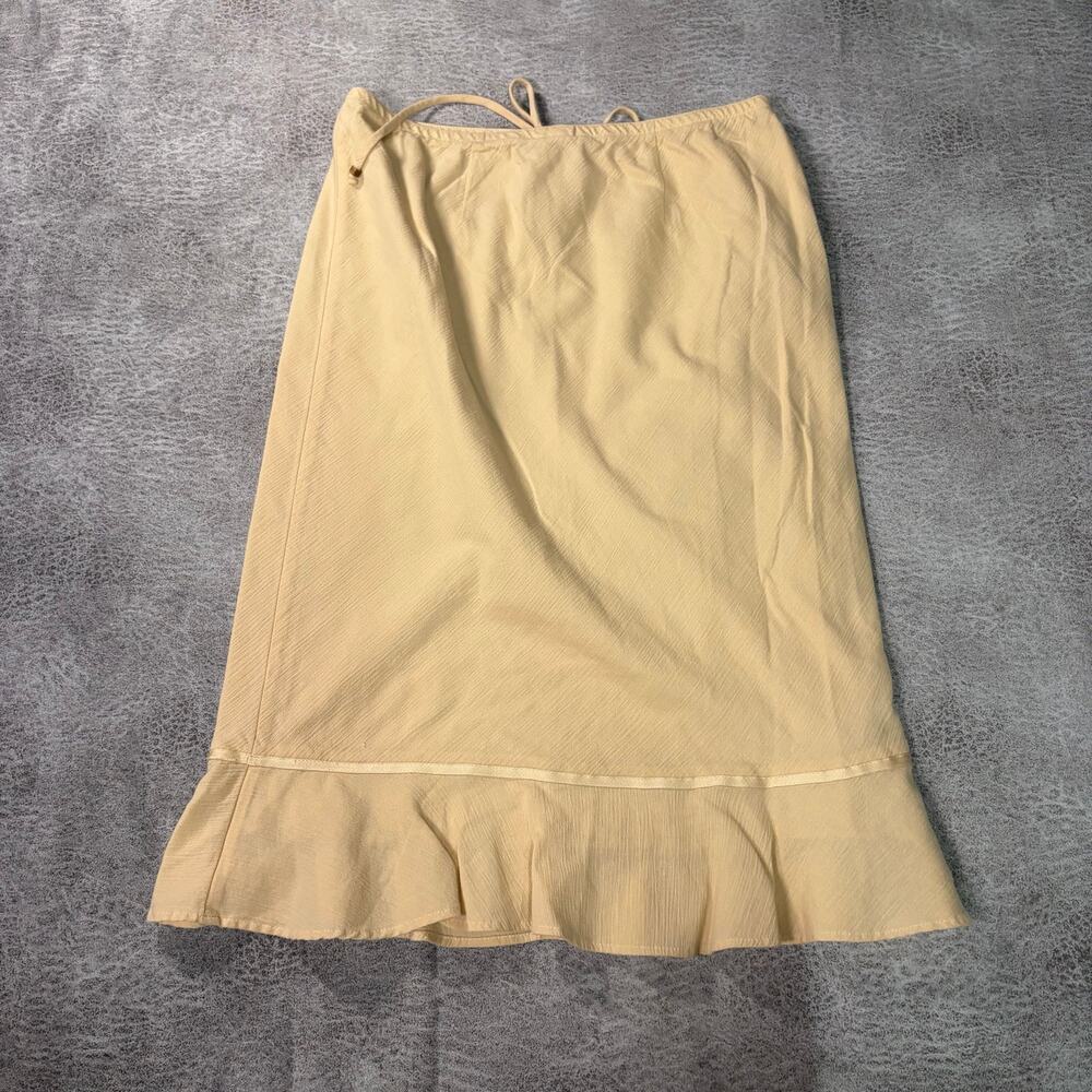 Express Cream Ruffled Midi Skirt - Picture 3 of 4